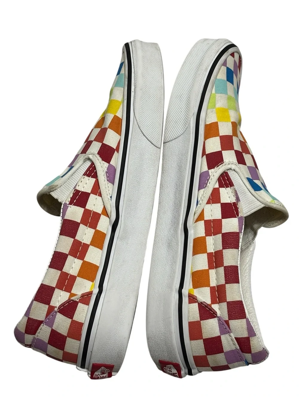Vans Rainbow Unisex Checker Slip-On Sneakers Men Size 6.5 Women Size 8